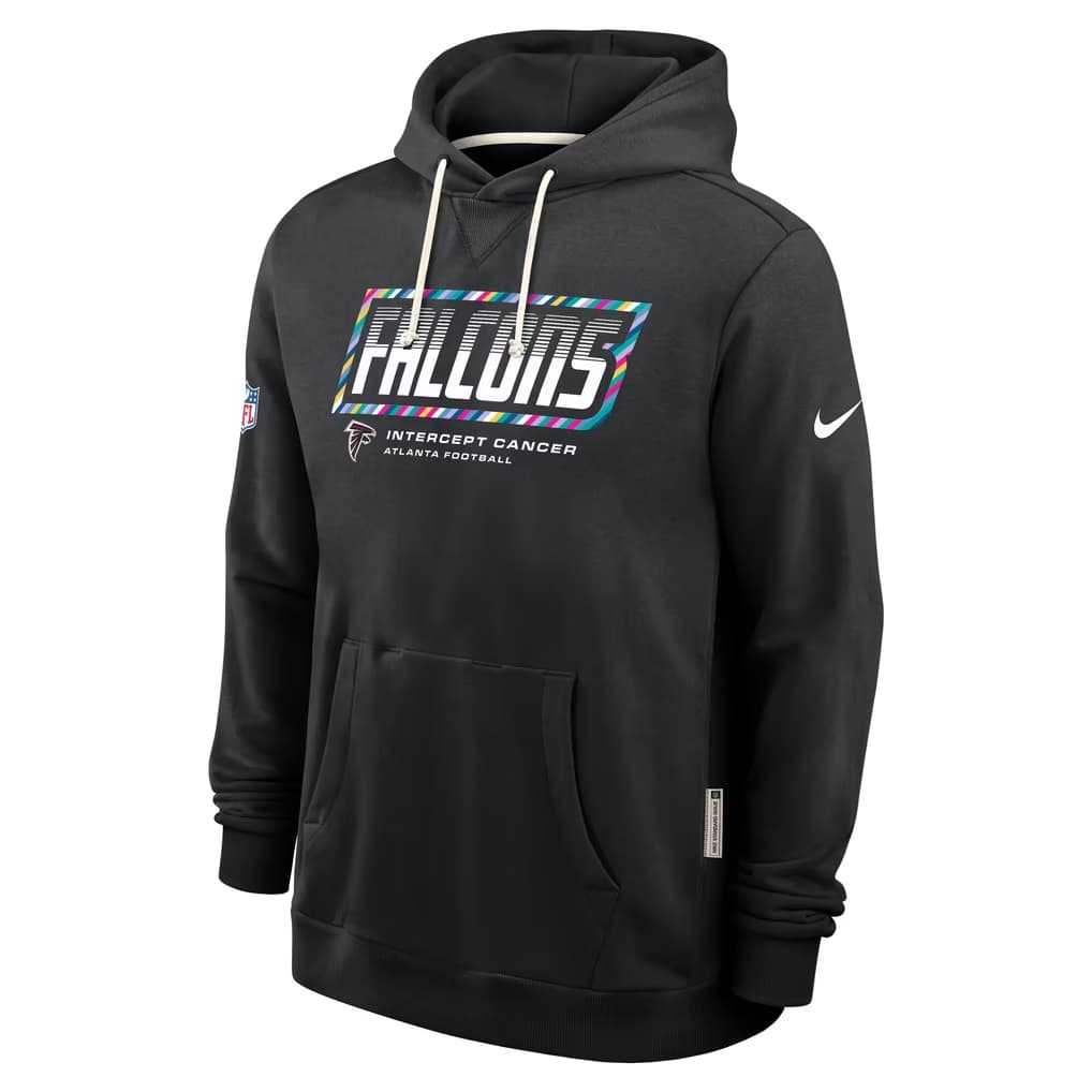 Men's Black Atlanta Falcons 2026 Crucial Catch Sideline Standard Issue Dri-FIT Pullover Hoodie